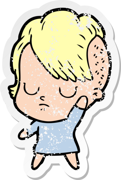 Bir insan tarafından çizilmiş karikatür bir kadının sıkıntılı çıkartması.