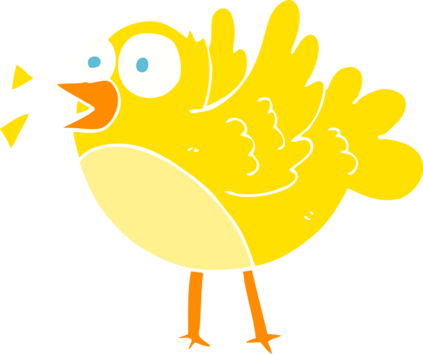 Bir insan tarafından çizilen kuşun düz renk çizimi