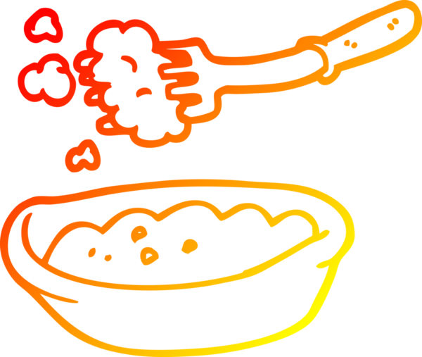 Bir insan tarafından çizilmiş bir yemek kasesinin sıcak çizgi çizimi.