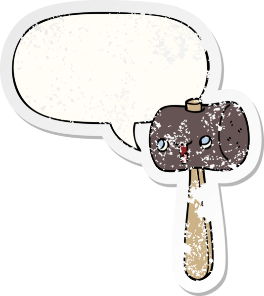 Konuşma baloncuğu olan karikatür sopası bir insan tarafından çizilmiş sıkıntılı eski bir çıkartma