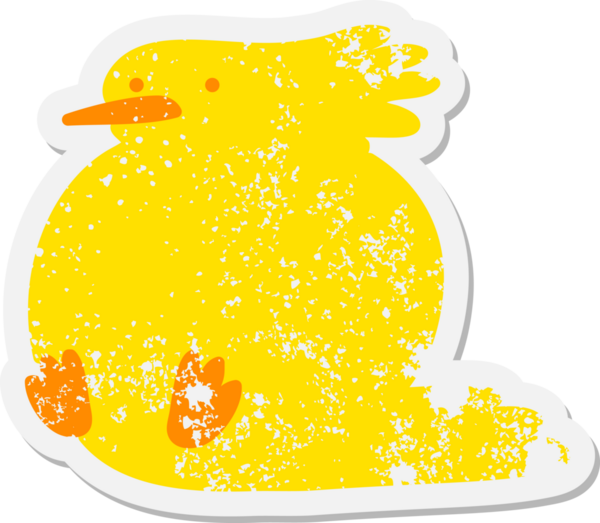 Bir insan tarafından çizilmiş komik kuş grunge etiketi.