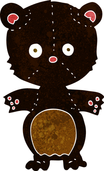 Bir insan tarafından çizilmiş mutlu siyah ayı.