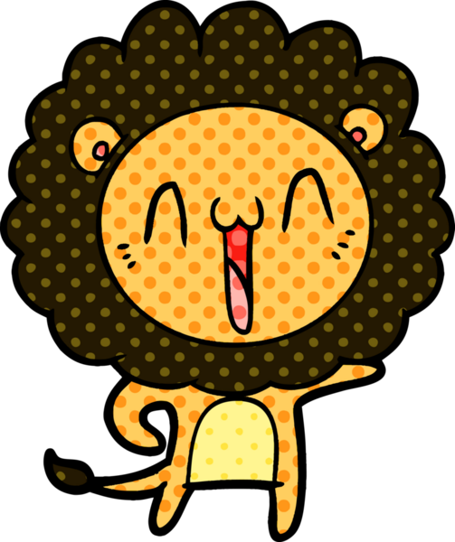 Bir insan tarafından çizilmiş mutlu çizgi film aslanı.