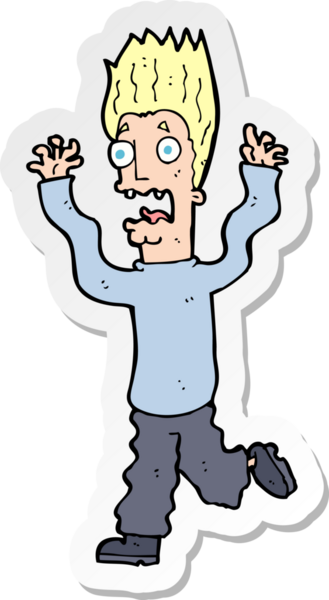 Bir insan tarafından çizilmiş bir karikatürün çıkartması.