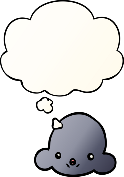 Düşünce baloncuğu olan karikatür bulutu bir insan tarafından çizilmiş.