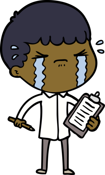 Bir insan tarafından çizilmiş ağlayan çizgi film adamı.