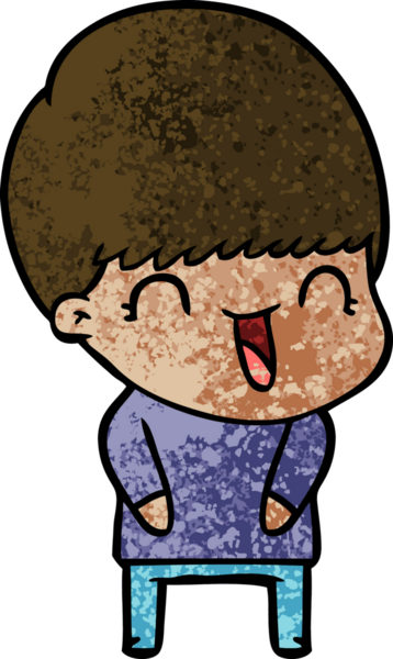 Bir insan tarafından çizilmiş mutlu çizgi film çocuğu.