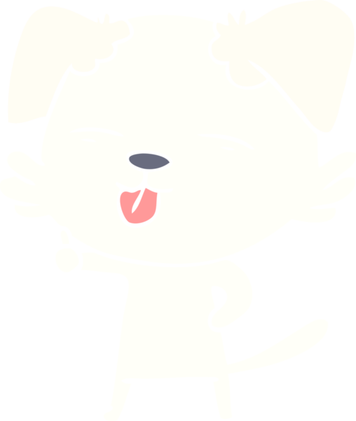 Bir insan tarafından çizilmiş düz renkli çizgi film köpeği.