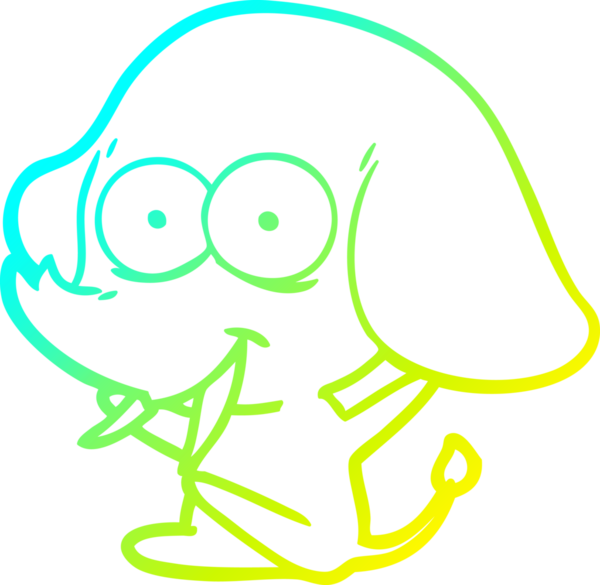 Bir insan tarafından çizilmiş mutlu bir filin soğuk gradyan çizgisi.