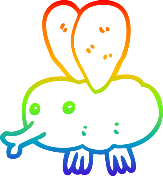 gökkuşağı gradyan çizgi çizimi bir insan tarafından çizilmiş bir sineğin çizimi