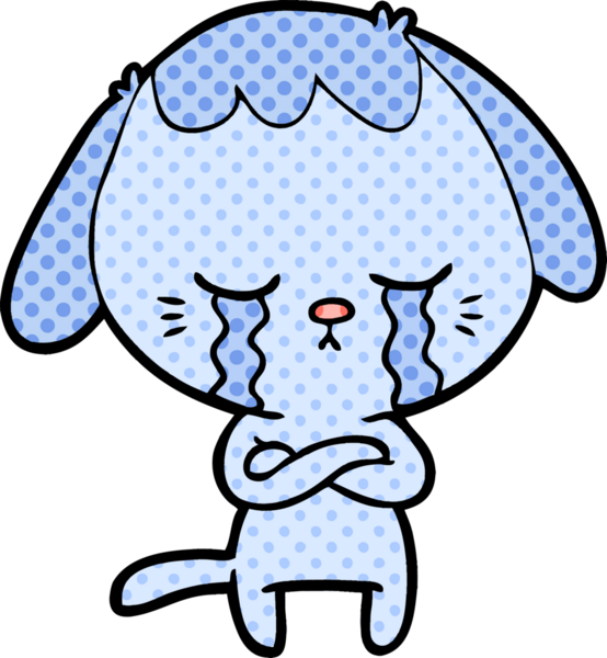 Bir insan tarafından çizilmiş şirin köpek yavrusu ağlama çizgi filmi