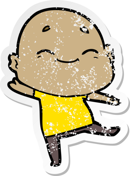 Bir insan tarafından çizilmiş mutlu kel bir adamın sıkıntılı çıkartması.