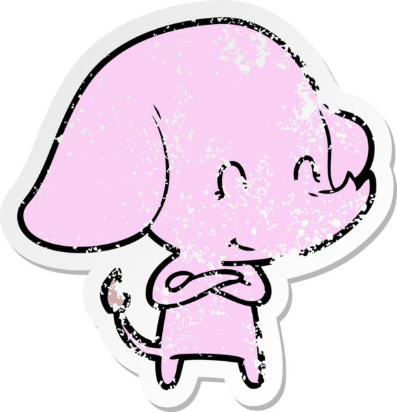 Bir insan tarafından çizilmiş şirin bir filin sıkıntılı çıkartması