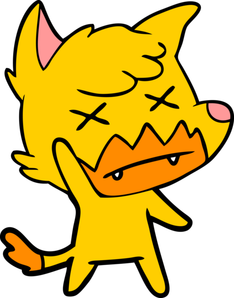 Ölü tilki çizgi film karakteri bir insan tarafından çizilmiş.