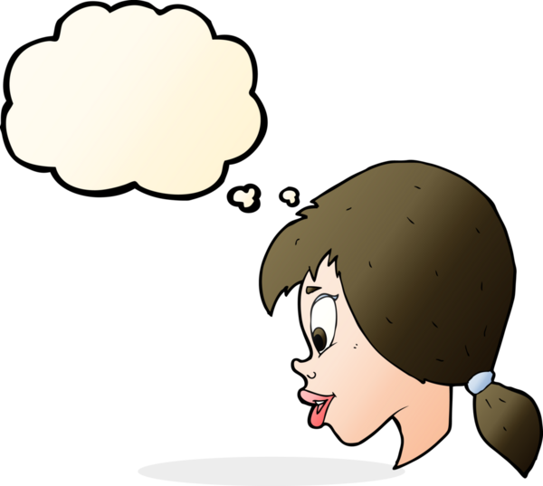 Bir insan tarafından çizilmiş düşünce kabarcığı olan güzel bir kadın yüzü.