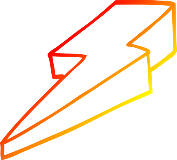 Bir insan tarafından çizilmiş dekoratif bir yıldırımın sıcak çizgi çizimi