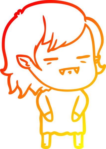 Bir insan tarafından çizilmiş ölümsüz vampir bir kızın sıcak çizgi çizimi