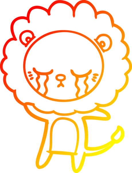 Bir insan tarafından çizilmiş, ağlayan bir aslanın sıcak çizgi çizgisi.