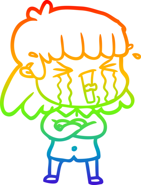 Gökkuşağı gradyan çizgi çizimi Bir insan tarafından çizilmiş gözyaşları içinde bir çizgi kadın