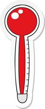 Bir insan tarafından çizilmiş karikatür termometresinin etiketi.