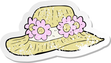 Bir insan tarafından çizilmiş bir karikatür yaz şapkasının gerilimli yapıştırması.