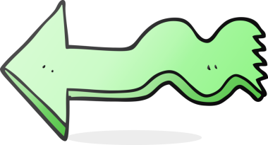 Bir insan tarafından çizilmiş serbest çizgi film işaretli ok