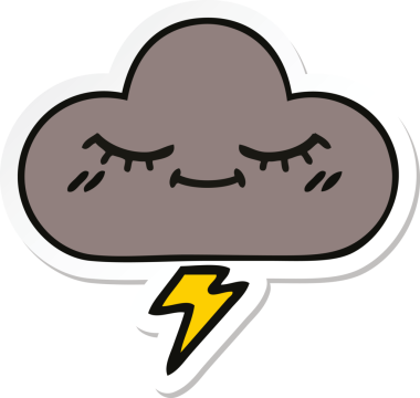 Bir insan tarafından çizilmiş şirin bir fırtına bulutunun çıkartması.