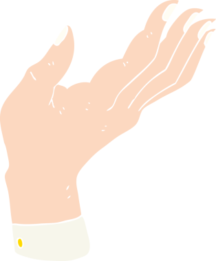 Bir insan tarafından çizilmiş düz renkli el kaldırma çizimi