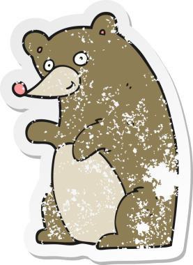 Bir insan tarafından çizilmiş karikatür ayısının gerilmiş çıkartması.