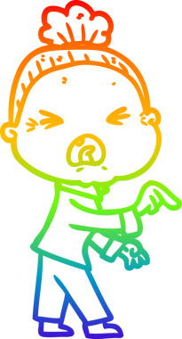 Bir insan tarafından çizilmiş kızgın yaşlı bir kadının çizimi.