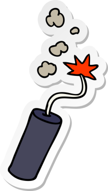 Bir insan tarafından çizilmiş dinamit çubuğunun el çizimi karikatür karikatürü.