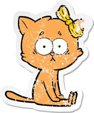 Bir insan tarafından çizilmiş karikatür bir kedinin sıkıntılı çıkartması.