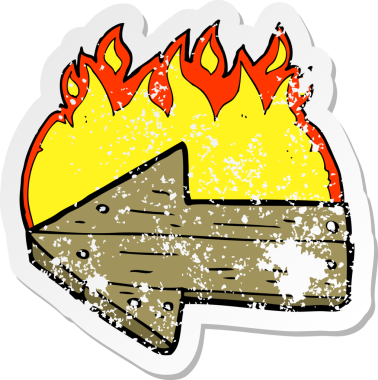 Bir insan tarafından çizilmiş yanan çizgi filmin gerilimli yapıştırması.