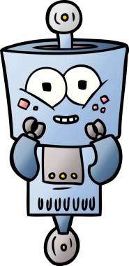 Bir insan tarafından çizilmiş mutlu çizgi film robotu