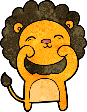 Bir insan tarafından çizilmiş çizgi film aslanı.