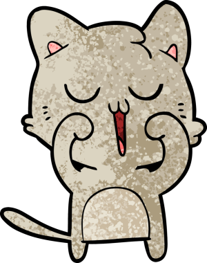 Bir insan tarafından çizilmiş çizgi film kedisi.