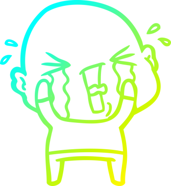 Bir insan tarafından çizilmiş, ağlayan kel bir adamın çizdiği soğuk çizgi.