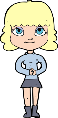 Bir insan tarafından çizilmiş mutlu bir kadın.