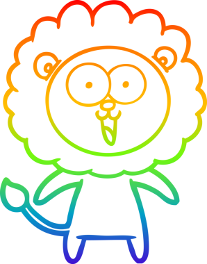 gökkuşağı gradyanı çizimi bir insan tarafından çizilmiş mutlu bir karikatür aslanı