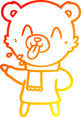 Bir insan tarafından çizilmiş kaba bir çizgi film ayısının sıcak çizgi çizimi