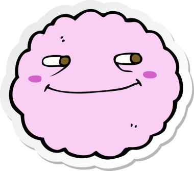 Bir insan tarafından çizilmiş mutlu bulutun çıkartması.