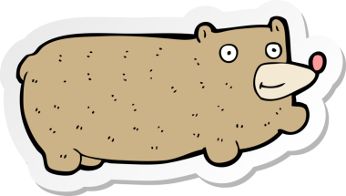 Bir insan tarafından çizilmiş komik bir ayının çıkartması.