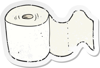 Bir insan tarafından çizilmiş bir tuvalet kağıdının gerilimli retro yapıştırması.