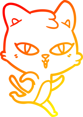 Bir insan tarafından çizilmiş çizgi film kedisinin sıcak çizgi çizimi