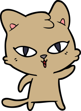 Bir insan tarafından çizilmiş çizgi film kedisi.