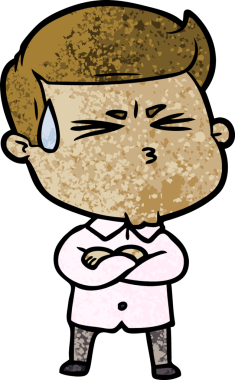 Bir insan tarafından çizilmiş terleyen çizgi film adamı.