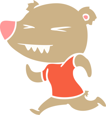 kızgın ayı düz renkli çizgi film bir insan tarafından çiziliyor.