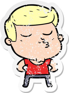 Bir insan tarafından çizilmiş karikatür mankeni adamın sıkıntılı çıkartması.