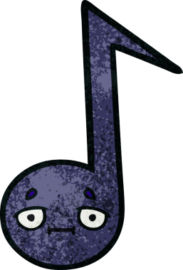 Bir insan tarafından çizilmiş müzikal notanın retro grunge desen karikatürü