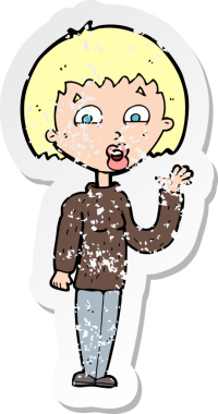 Bir insan tarafından çizilmiş bir karikatür kadının gerilmiş çıkartması.